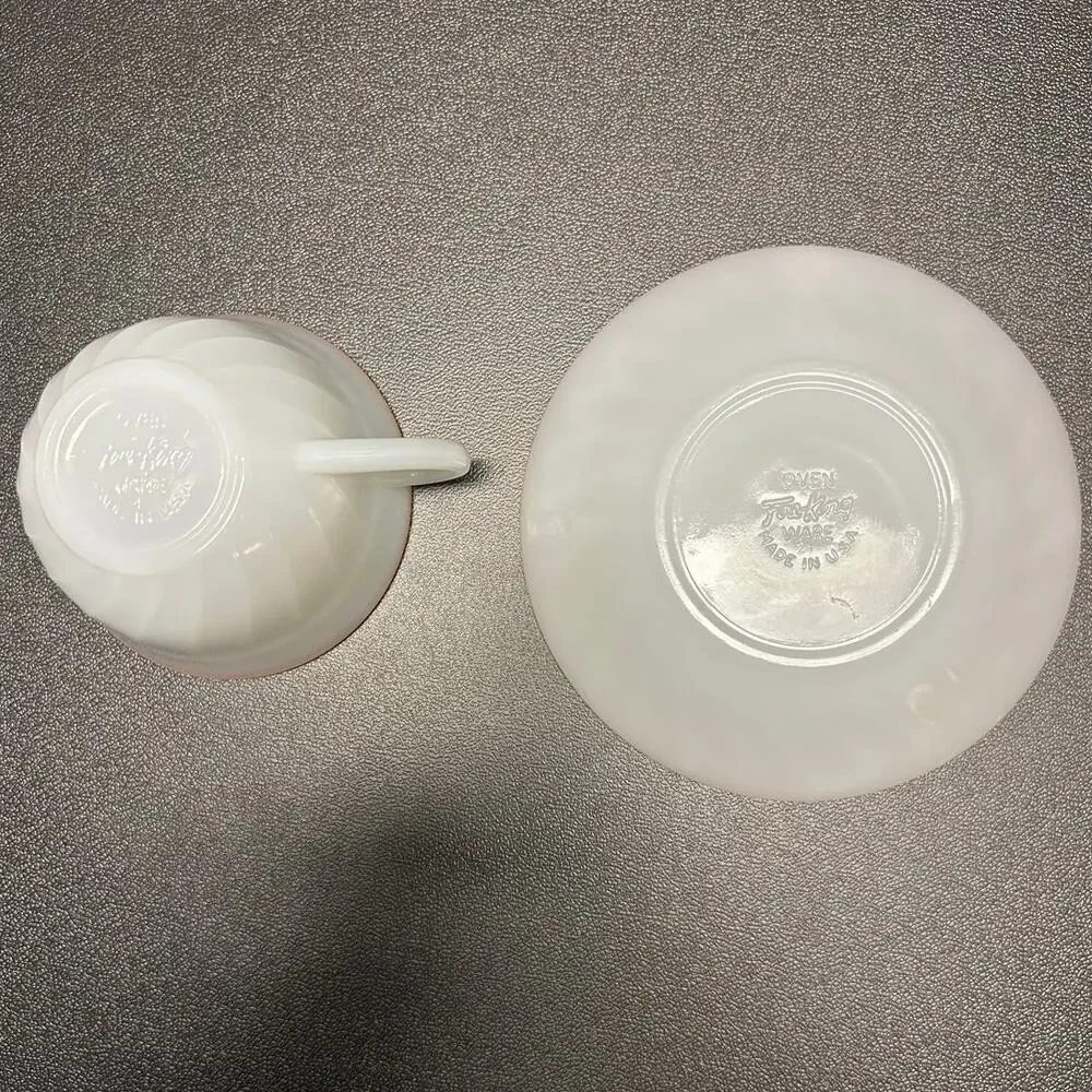 Vintage Fire King Hold Trimmed Swirl Pattern Cup and Suacer